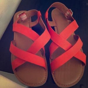 Orange leather sandals